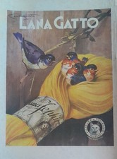 Lana Gatto pubblicità 1929 firmata Codognato su carta forte. Non ritagliata