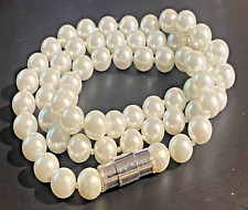 Bracciale di perle bianche da donna braccialetto con perla vetro 8 mm lungo