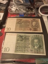 Germania 20 E 10 Marchi 30-08-1924 22-01-1929 GERMANY 20 REICHSMARK 2 Banconote