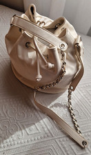 Borsa a Secchiello bianca finta pelle interno nero altezza 25cm diametro 25/28cm