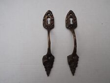 ANTICA COPPIA MANIGLIE OTT. CON ROSE X CREDENZA ARMADIO LIBRERIA SCRIVANIA ANGOL