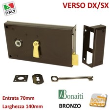 Serratura da applicare porte antiche BONAITI art.187 portoncino L140 bronzo