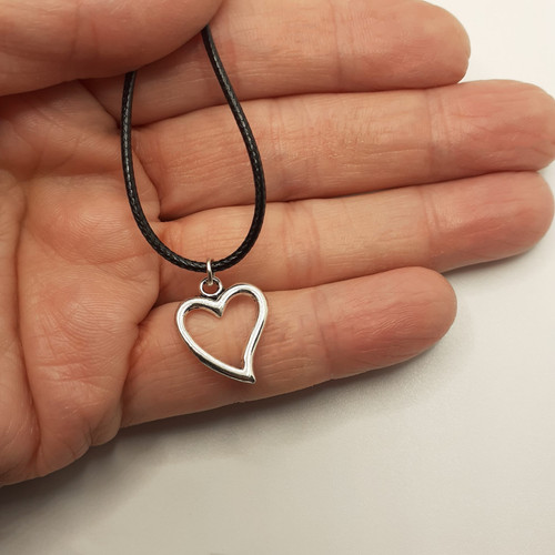 Collana cuore argento corda - collana,