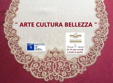 Centro corsia striscia , lino ricamo a mano pizzo tombolo cantu'  cm. 90 x 45