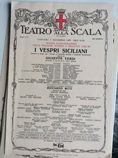 LOCANDINA TEATRO ALLA SCALA MILANO I VESPRI SICILIANI DI VERDI ANNO 1989