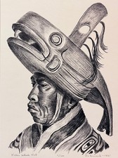 Cappello Dale De Armond 1/100 nativo legno stampa blocco Alaska Killer Whale 1961 raro