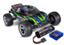 Traxxas TRX 37354 4Y verde Rustler 1:10 2WD RTR Stadium Truck NUOVO batteria + caricatore