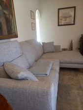 DecHome Divano Angolare Componibile 3 Posti con Penisola Tessuto Grigio Chiaro