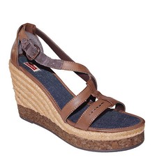 Levi's Scarpe Piede Nudo Tacco Compensato Donna Rope Sughero Wedge Taglia 40