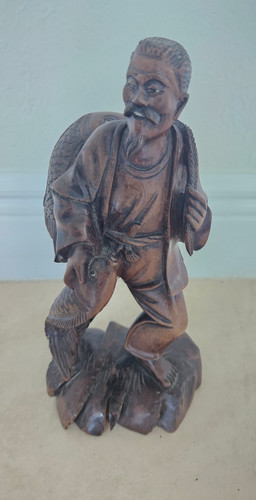 Statua pescatore palissandro - statua,