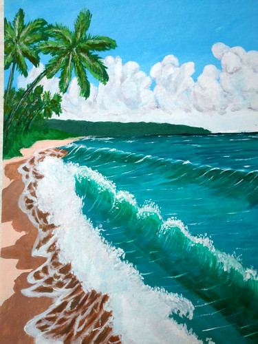 Paesaggio marino con palme
