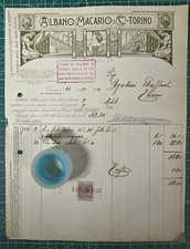 Rarissima Fattura Fabbrica Specchi ALBANO MACARIO & C.-TORINO 1921