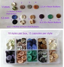 Varietà di bottoni in scatola