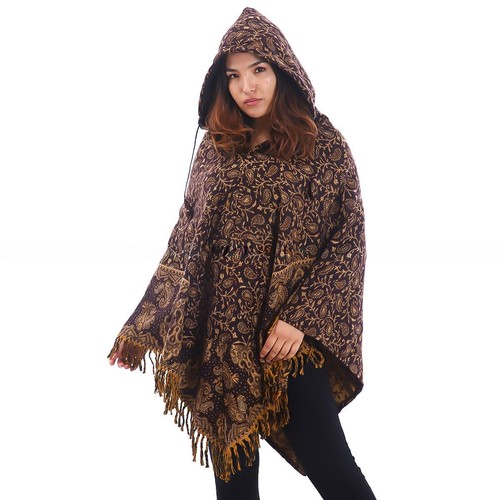 Poncho con cappuccio lana - con,