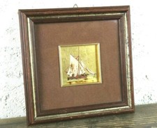 Piccolo Quadro con Cornice Barca a Vela CREAZIONI ARTISTICHE da Parete VINTAGE