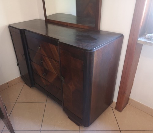 Comò antico con specchio - con,