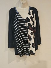 Sz 1xl A.gain Top Stripe Cow Print Shirt Long Sleeve Women Plus