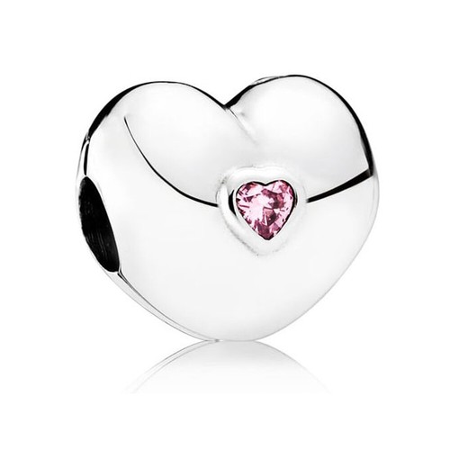 Pandora clip cuore fisso rosa - clip,