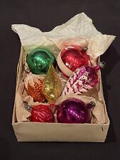 Antiche 7 Palle  Di Natale  Vetro Soffiato addobbi natalizi Scatola Originale