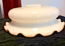 Grande lampadario da cucina in vetro vintage e a campana