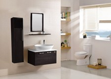 MOBILE BAGNO ARREDO BAGNO COMPLETO WENGE' 80CM COLONNA LAVABO SPECCHIO RUBINETTO