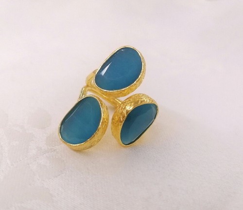 Anello occhio gatto - di, azzurro