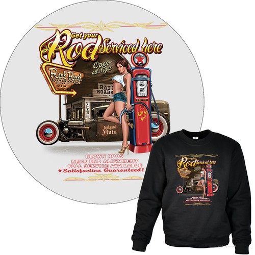 Hot rod sweatshirt 50s pinup - sweatshirt,