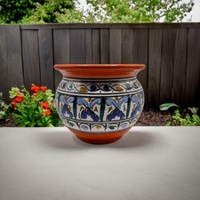 Vaso Cachepot Berbero Etnico in Ceramica Terracotta - Artigianato Tunisino per I