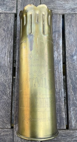 American trench art brass vase - art,