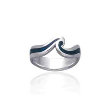 Onda Surf Anello 925 Argento Sterling Surfare Oceano Spiaggia Gioielli Smalto