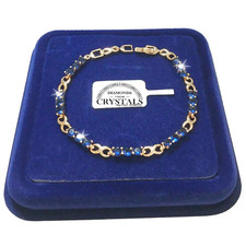 Braccialetto Tennis Infinito Donna pl.oro Giallo 18k con cristalli Zirconi Blu