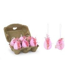 Box 6 Uova decorative Rosa con fiore