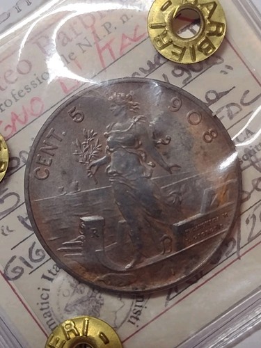Centesimi 1908 italia su - italia,