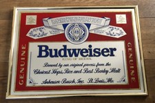 Budweiser mirror bar sign - sign, gold