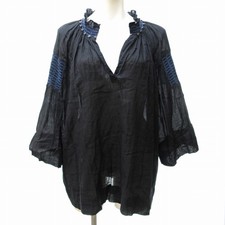 Camicetta PINKO indiana in cotone ricamato con scollatura nera taglia M usata