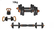 SET MANUBRI 2IN1 E DISCHI KIT PALESTRA 10KG PESI BILANCIERE FITNES A MANUBRIO