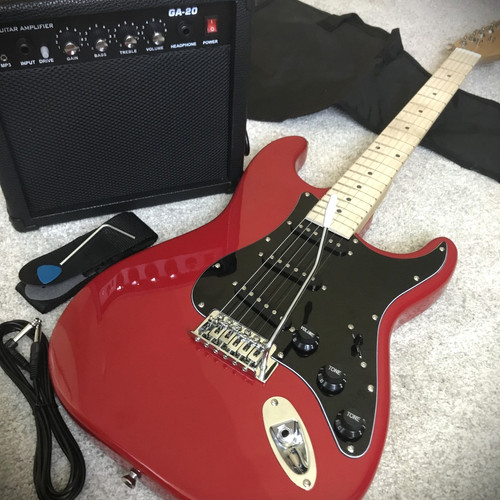 Full size red electric guitar - full-size,