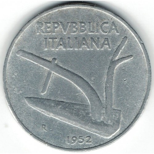 Lire 1952 aratro e spighe - -,