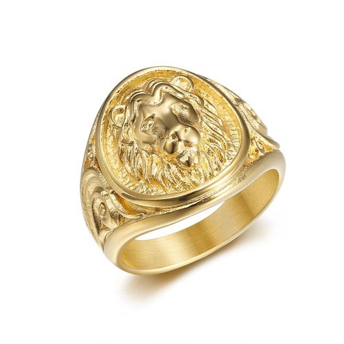 Anello uomo leone placcato oro