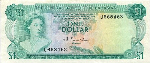 Bahamas banconota dollaro - bahamas,, 1