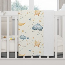 Coperta asilo Acquerello Luna e Nuvole | Coperta Neonato