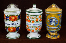 A2 -3X ALBARELLO VASO VASETTO PORTA SPEZIE SPEZIALE DA FARMACIA CERAMICA TOGNANA