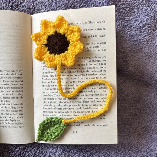 Crocheted bookmark sunflower - crocheted, &