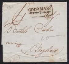 PREFILATELICA LOMBARDO VENETO 1842 da Codogno per Bogliaco