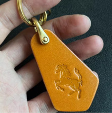 Portachiavi portachiavi logo auto in vera pelle bovina fatto a mano Ferrari