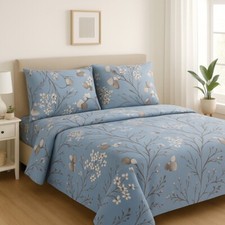 Completo Lenzuola 100% Puro Cotone Percalle 3 Volant Fantasia Elegante Federe