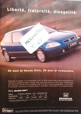 HONDA CIVIC COMPIE 25 ANNI 1998 PUBBLICITÀ ADVERTISING WERBUNG CLIPPING