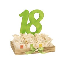Bomboniera 18 anni compleanno sacchettini portaconfetti numero 18 e cesto