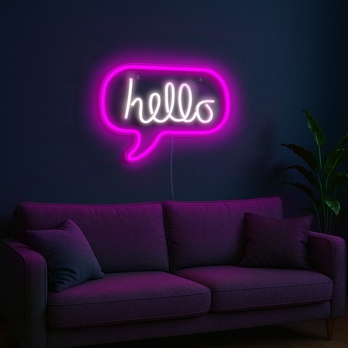 Scritta neon rosa hello - scritta,