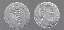 ITALIA LIRE 5 VECCHIO TIPO UVA